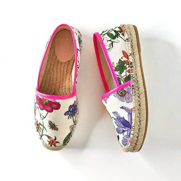 Gucci Flora Print Fuxia Espadrille Canvas Flats Sandals 36 - Picture 2 of 13